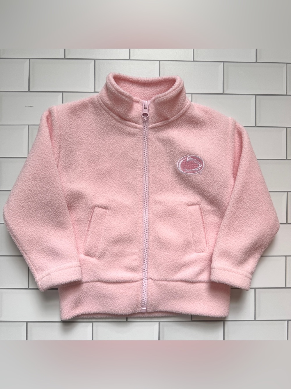 24M🐾 Penn State Nittany Lions Pink Fleece Zipper Jacket w/ Logo Embroidered